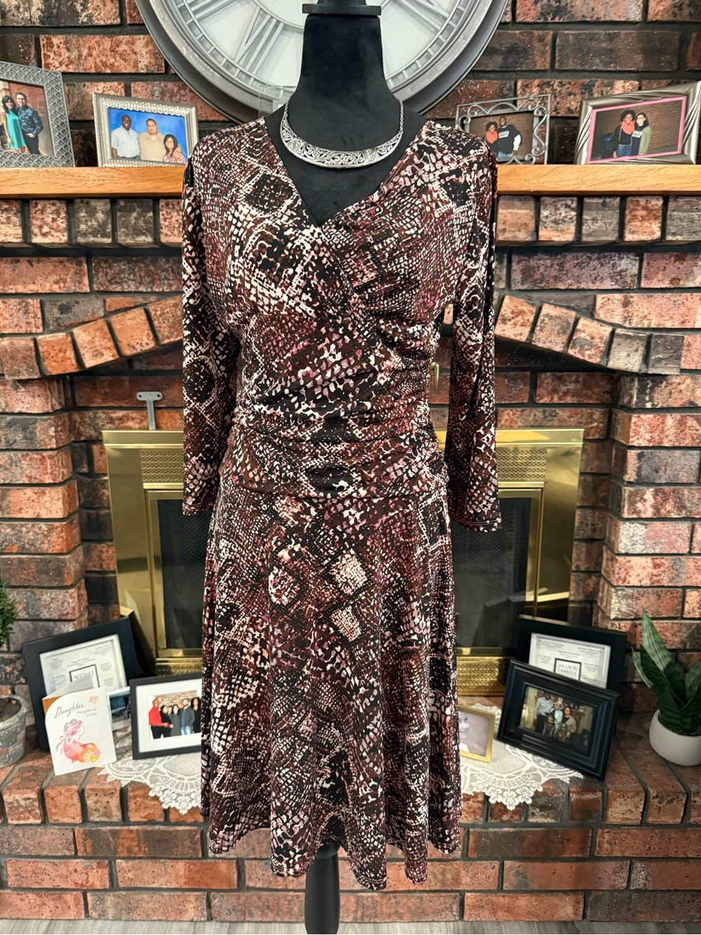 Rekucci Women’s Brown Snake-Print Wrap Dress
